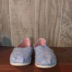 Toms Blue Madras w/ Embroidered Flamingos
